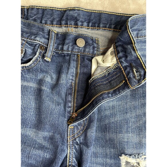 Levi’s 514 Jeans Men 32x34 (Actual 31x33) Blue Straight Distressed Whiskers - Picture 4 of 10